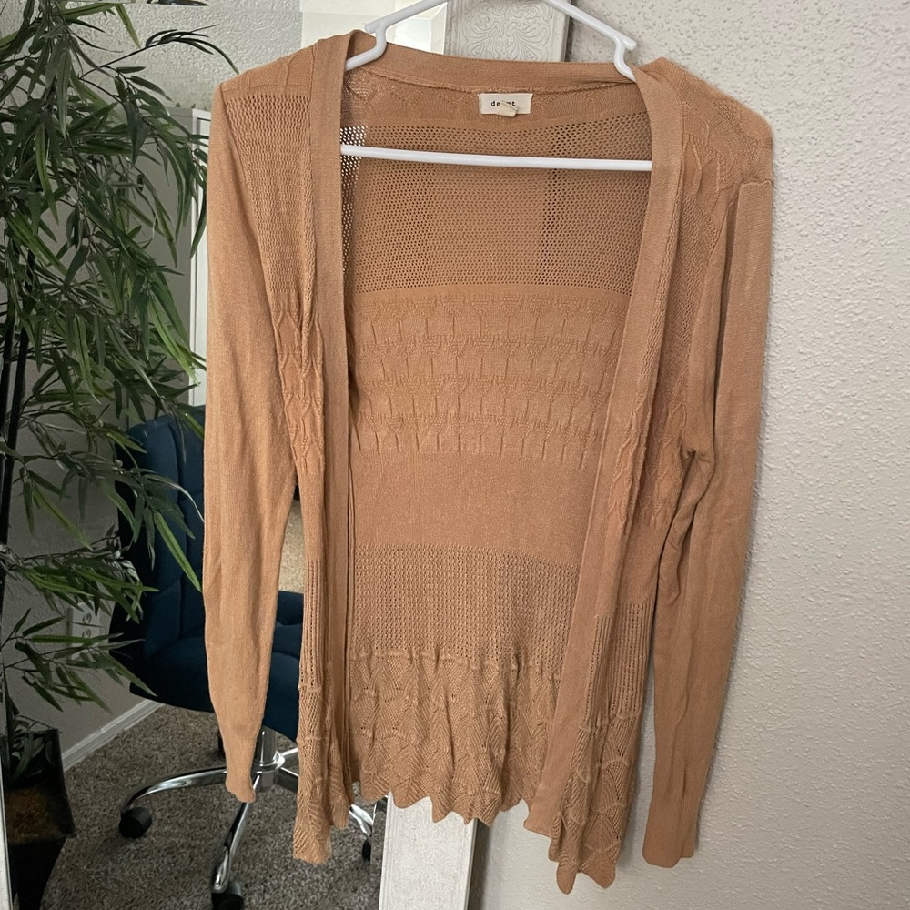 Design by Olivia Women's Long Sleeve Crochet Knit Draped Open Sweater Cardigan